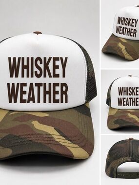 Whiskey Weather Camo Mesh Trucker Cap - Brown/White